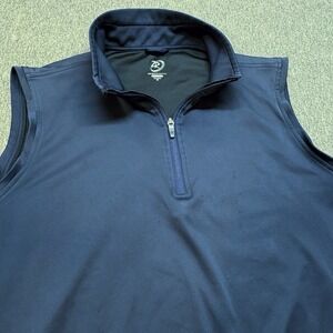 Zero Restriction Golf Vest Mens M Blue Tour Series 1/4 Zip Performance Logo